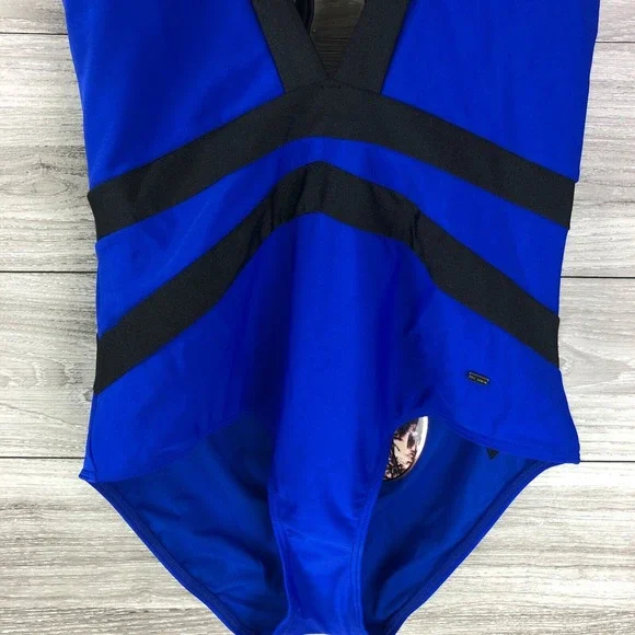 TED BAKER RALINDA TRIANGLE CUT ONE PIECE HALTER NWT BRIGHT BLUE Sz. 2 $129 - Picture 4 of 10